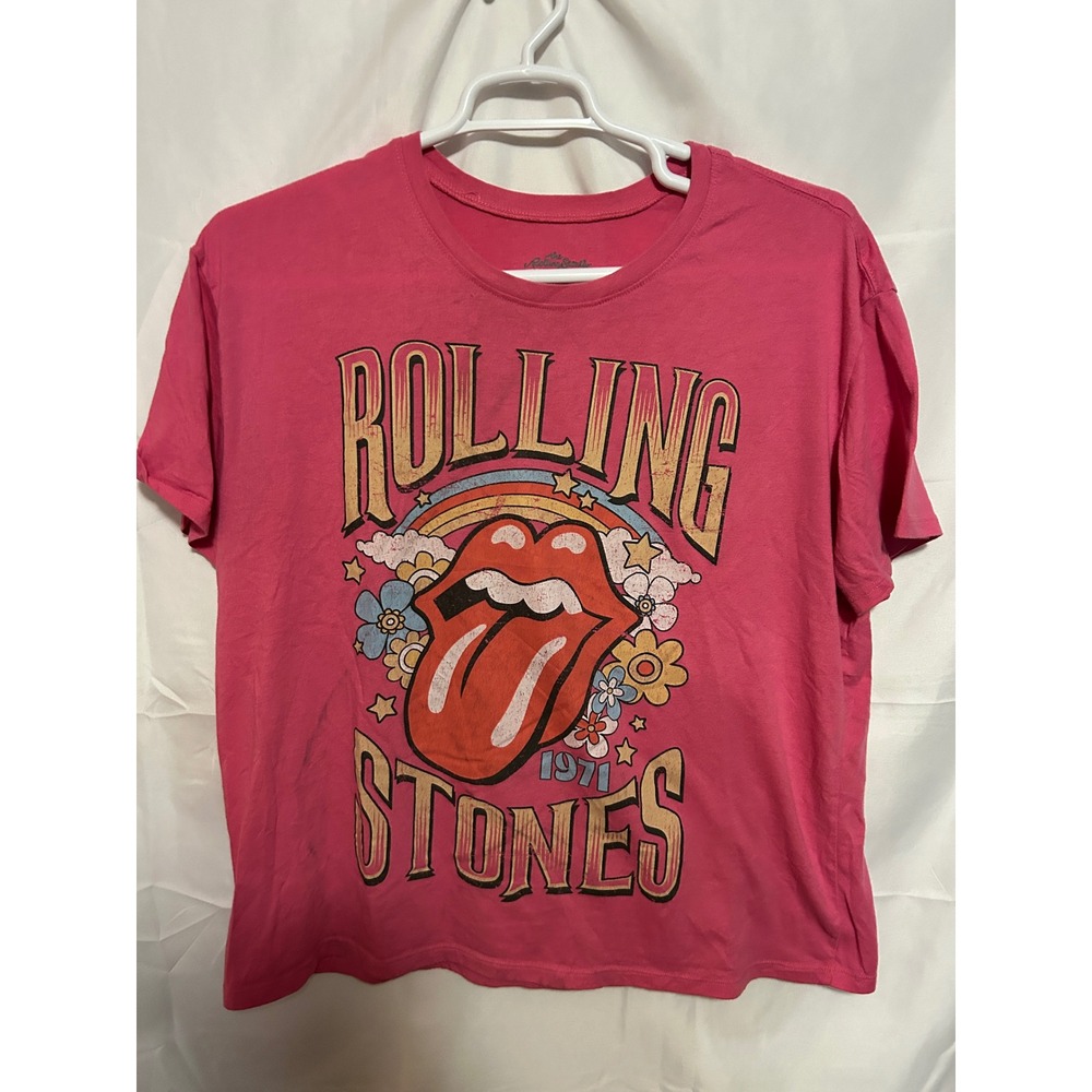 Rolling‎ Stones Shirt UK Tour 1971 Pink Graphic Tee XXL Boxy Double Sided